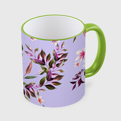 Кружка 3D Цветы Вересковый Сад, цвет: 3D-светло-зеленый кант