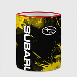 Кружка 3D СУБАРУ - SUBARU Желтые пятна, цвет: 3D-красный кант — фото 2