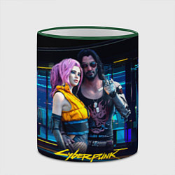 Кружка 3D Johnny и Vi Girl Cyberpunk2077, цвет: 3D-зеленый кант — фото 2