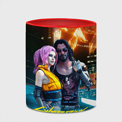 Кружка 3D Cyberpunk2077 Johnny Vi girl, цвет: 3D-белый + красный — фото 2