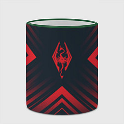 Кружка 3D Красный Символ Skyrim на темном фоне со стрелками, цвет: 3D-зеленый кант — фото 2