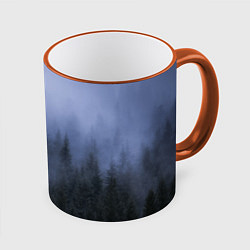 Кружка 3D Лес в ночи, цвет: 3D-оранжевый кант