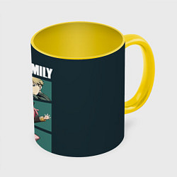 Кружка 3D SPY X FAMILY СЕМЬЯ ШПИОНА ЛОЙД, АНЯ, ЙОР, цвет: 3D-белый + желтый