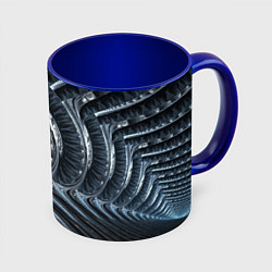 Кружка 3D Фрактальный абстрактный паттерн Броня Fractal Abst, цвет: 3D-белый + синий