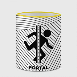 Кружка 3D Символ Portal на светлом фоне с полосами, цвет: 3D-желтый кант — фото 2