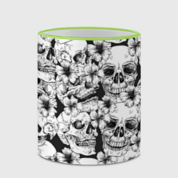 Кружка 3D Чёрно белые черепа и маки, цвет: 3D-светло-зеленый кант — фото 2