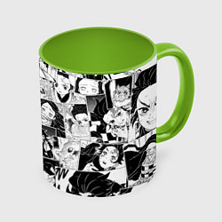 Кружка 3D Клинок рассекающий демонов паттерн, цвет: 3D-белый + светло-зеленый