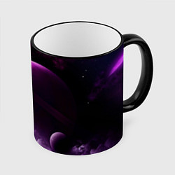 Кружка 3D PURPLE GALAXY лиловая галактика, цвет: 3D-черный кант