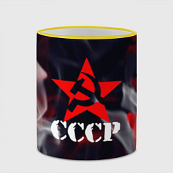 Кружка 3D Ссср - серп и молот - звезда - пламя, цвет: 3D-желтый кант — фото 2
