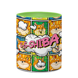 Кружка 3D Pop art shiba inu, цвет: 3D-белый + светло-зеленый — фото 2
