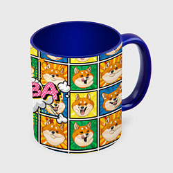 Кружка 3D Pop art shiba inu, цвет: 3D-белый + синий