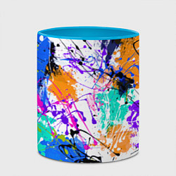 Кружка 3D Брызги и мазки разноцветных красок на белом фоне, цвет: 3D-белый + небесно-голубой — фото 2