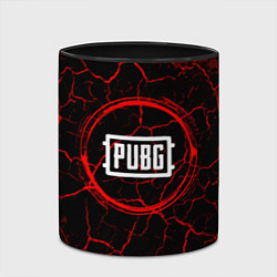 Кружка 3D Символ PUBG и краска вокруг на темном фоне, цвет: 3D-белый + черный — фото 2
