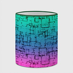 Кружка 3D Абстрактный узор на розово-бирюзовом градиентном ф, цвет: 3D-зеленый кант — фото 2