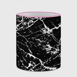 Кружка 3D Текстура чёрного мрамора Texture of black marble, цвет: 3D-розовый кант — фото 2