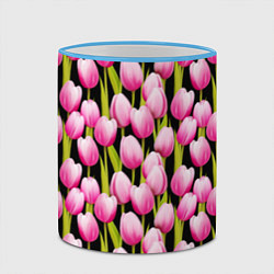 Кружка 3D Цветы Розовые Тюльпаны, цвет: 3D-небесно-голубой кант — фото 2