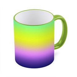 Кружка 3D Разноцветный размытый фон градиент, цвет: 3D-светло-зеленый кант
