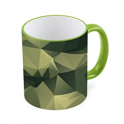 Кружка 3D 3д полигоны - камуфляж, цвет: 3D-светло-зеленый кант