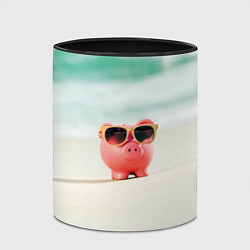 Кружка 3D Свинка на отдыхе, цвет: 3D-белый + черный — фото 2