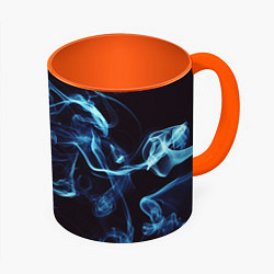 Кружка 3D Неоновые пары дыма - Синий, цвет: 3D-белый + оранжевый