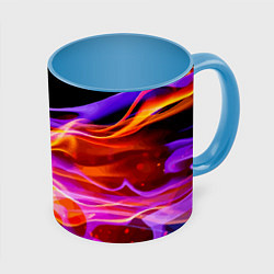 Кружка 3D Abstract colorful waves, цвет: 3D-белый + небесно-голубой