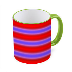 Кружка 3D Striped pattern мягкие размытые полосы красные фио, цвет: 3D-светло-зеленый кант