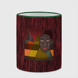 Кружка 3D Африканская маска African mask ethnic illustration, цвет: 3D-зеленый кант — фото 2