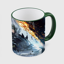 Кружка 3D Metal Gear Rising: Revengeance, цвет: 3D-зеленый кант