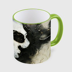 Кружка 3D Череп на поверхности в красках - Красный, цвет: 3D-светло-зеленый кант