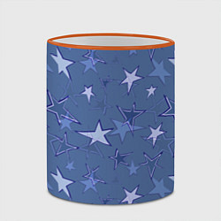 Кружка 3D Gray-Blue Star Pattern, цвет: 3D-оранжевый кант — фото 2