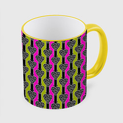 Кружка 3D Striped multicolored pattern Сердце, цвет: 3D-желтый кант
