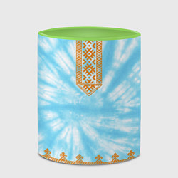 Кружка 3D Славянская тай-дай рубаха, цвет: 3D-белый + светло-зеленый — фото 2