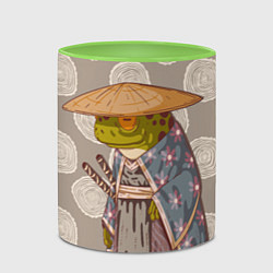 Кружка 3D Самурай-лягушка воин, цвет: 3D-белый + светло-зеленый — фото 2