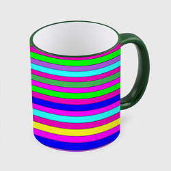Кружка 3D Multicolored neon bright stripes, цвет: 3D-зеленый кант