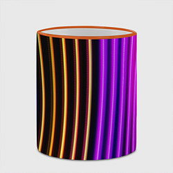 Кружка 3D Неоновые линейные фонари - Фиолетовый, цвет: 3D-оранжевый кант — фото 2