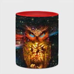 Кружка 3D Космический взгляд совы, цвет: 3D-белый + красный — фото 2