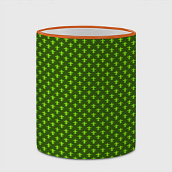 Кружка 3D Зеленый узоры крестиком, цвет: 3D-оранжевый кант — фото 2