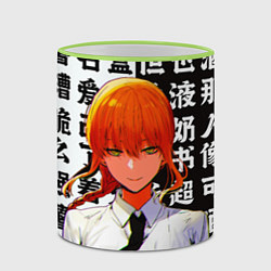 Кружка 3D МАКИМА и ИЕРОГЛИФЫ - ЧЕЛОВЕК БЕНЗОПИЛА, цвет: 3D-светло-зеленый кант — фото 2