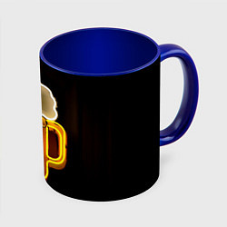 Кружка 3D Неоновое пиво - Жёлтый, цвет: 3D-белый + синий