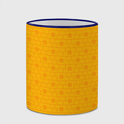 Кружка 3D Желтые кирпичики и цветы, цвет: 3D-синий кант — фото 2