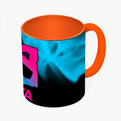 Кружка 3D Dota Neon Gradient, цвет: 3D-белый + оранжевый