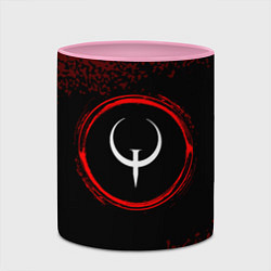 Кружка 3D Символ Quake и краска вокруг на темном фоне, цвет: 3D-белый + розовый — фото 2