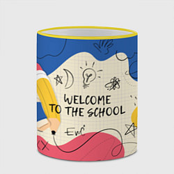 Кружка 3D Добро пожаловать в школу, цвет: 3D-желтый кант — фото 2