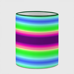 Кружка 3D Яркие разноцветные размытые полосы, цвет: 3D-зеленый кант — фото 2