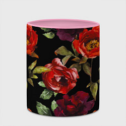 Кружка 3D Цветы Нарисованные Розы На Чёрном Фоне, цвет: 3D-белый + розовый — фото 2