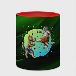 Кружка 3D Кошачий бой - карате, цвет: 3D-белый + красный — фото 2