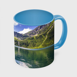 Кружка 3D Прозрачное горное озеро, цвет: 3D-белый + небесно-голубой