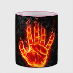 Кружка 3D Ладонь из огня, цвет: 3D-розовый кант — фото 2