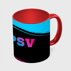 Кружка 3D PSV - neon gradient: надпись и символ, цвет: 3D-белый + красный