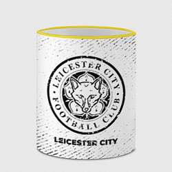 Кружка 3D Leicester City с потертостями на светлом фоне, цвет: 3D-желтый кант — фото 2